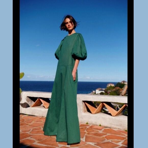 NWOT Matin Studio Green Bohemian Maxi Dress - Picture 3 of 10